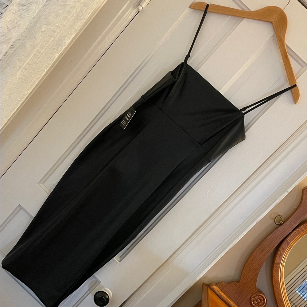 Express Black Faux Leather BodyCon Dress